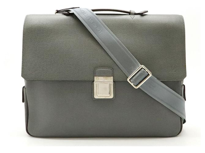 Louis Vuitton Taiga Vasily PM Briefcase Grey Leather  ref.1902603
