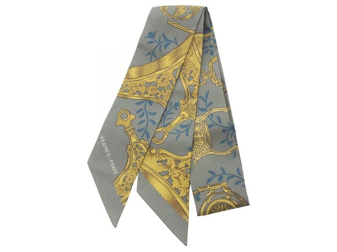 Hermès Sciarpa Hermes Silk Twilly Etriers Remix Multicolore Tela