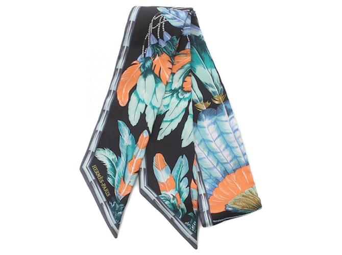 Hermès Hermes Silk Twilly Brazil Scarf Black Cloth  ref.1902927