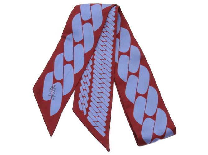 Sciarpa Hermès Silk Twilly CLIC C'EST NOUE Marrone Tela