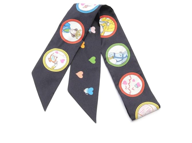 Hermès Hermes Silk Twilly Tea Time Scarf Black Cloth  ref.1902936