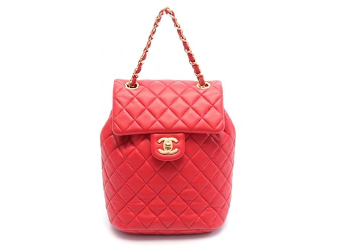 Chanel Matelasse Lambskin Backpack Red Leather  ref.1903055