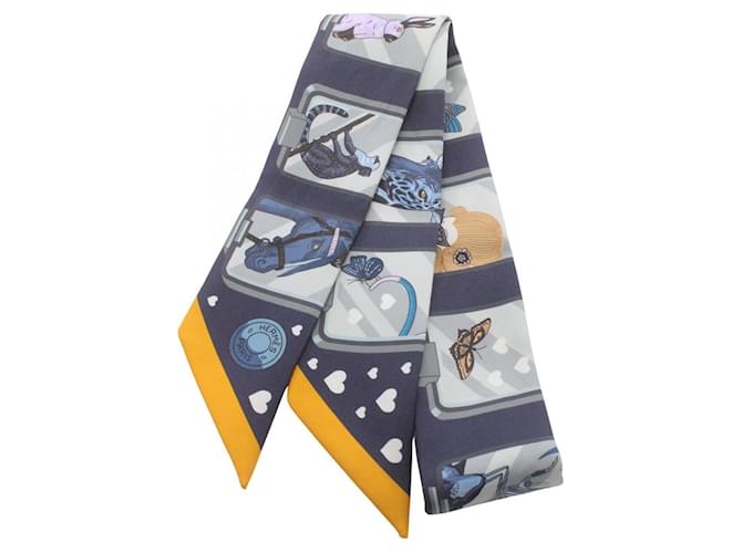 Hermès Hermes Silk Twilly Scarf H063875S06 Blue Cloth  ref.1903207