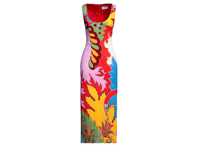 Etro Midikleid Gelb aus Viskose