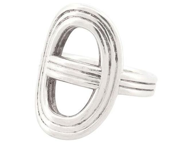 Hermès HERMES ANCHOR CHAIN RING 24 GM 54 SOLID SILVER 9.8G BOX Silvery