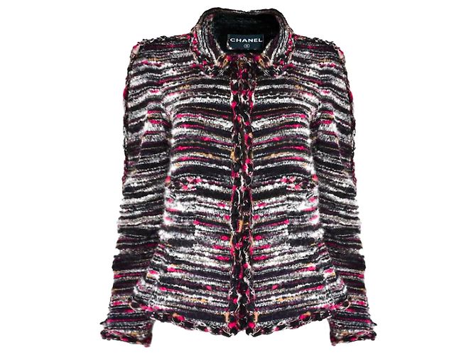 Chanel Tweed Multicolor CC Set Schwarz Rot