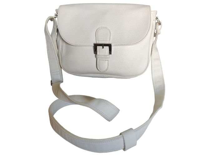 Bolsa de aba Longchamp em couro texturizado branco