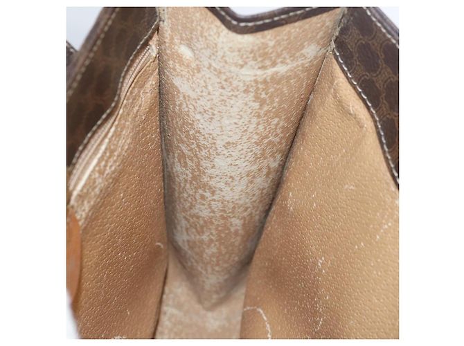Céline Bolsa de mão em lona Macadam CELINE em couro PVC marrom Auth ar12154