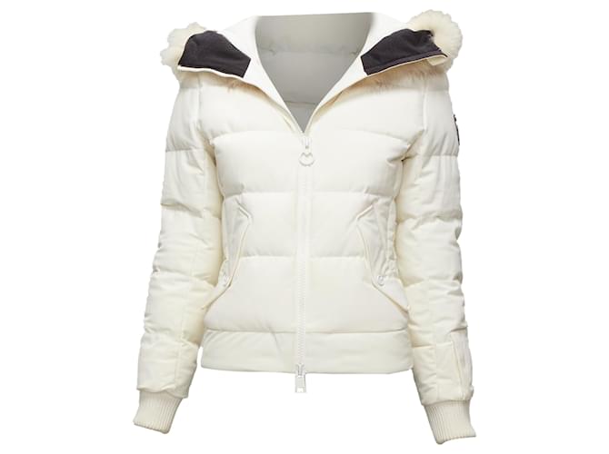 Autre Marque Rossignol fur trim hood logo hooded down puffer jacket White Cream Polyamide Nylon  ref.1904004