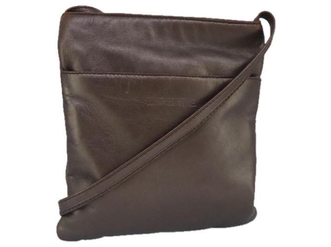 Sac à épaule LOEWE en cuir bronze Auth bs20092