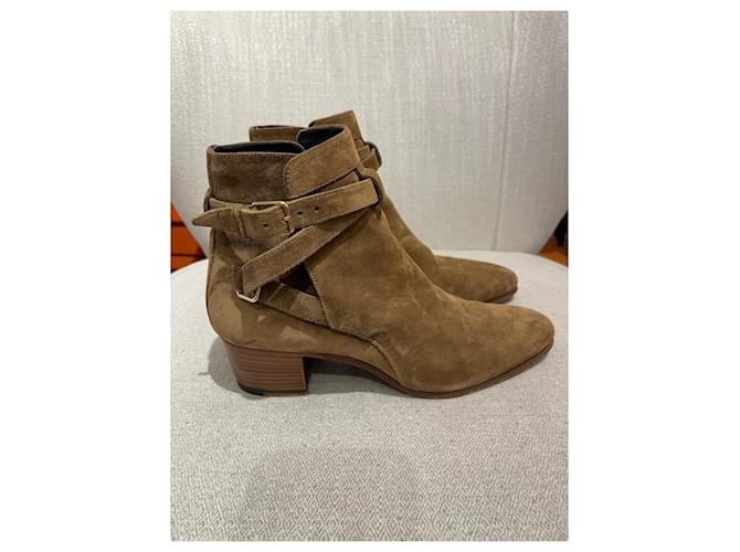 SAINT LAURENT Ankle boots T.EU 37 Suede Camel  ref.1904569