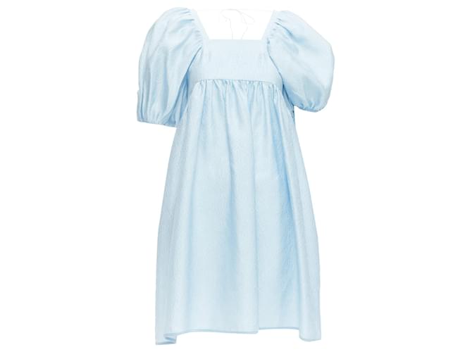 Autre Marque Cecilie Bahnsen silk blend rose silk jacquard puff babydoll dress Blue  ref.1904703