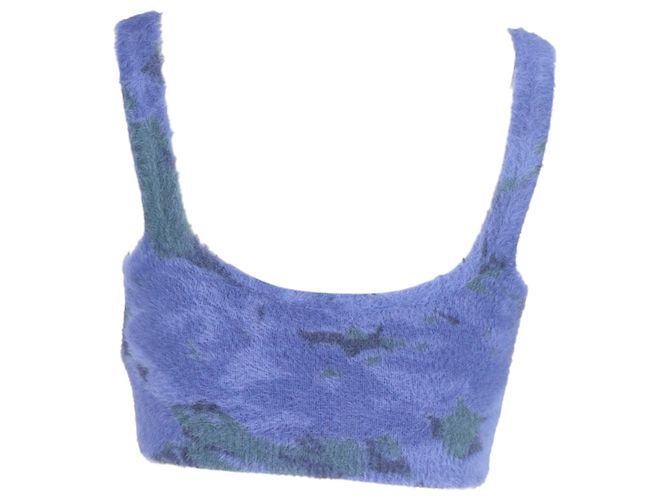 Autre Marque Rotate Birger Christensen Bridy Knit Crop Top aus blauer Nylon Hellblau