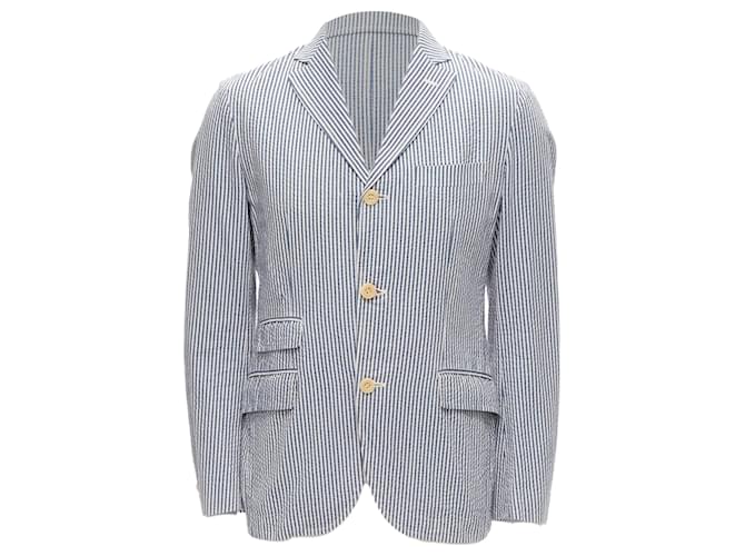 Junya Watanabe Man striped seersucker cotton blazer jacket Blue  ref.1905214