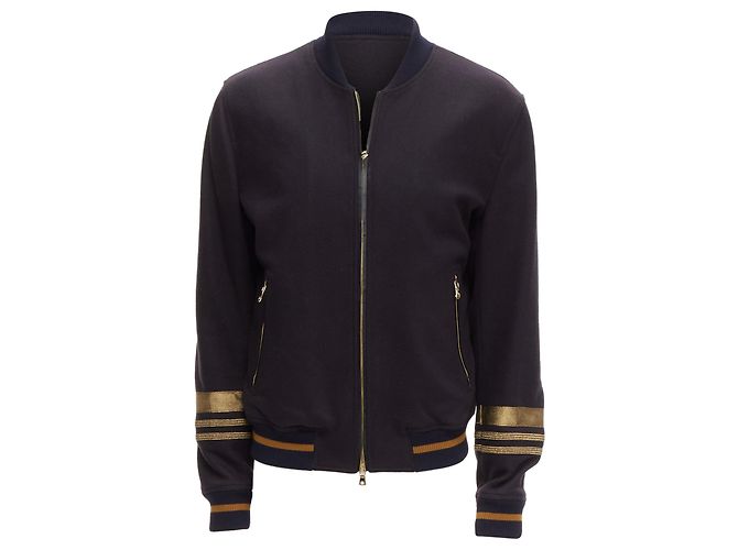 Dolce & Gabbana virgin wool military trim cuffed bomber jacket