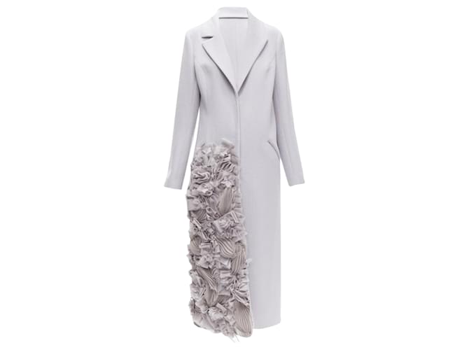 Autre Marque Ruban Atelier cashmere ruffle coat Grey Wool  ref.1905537
