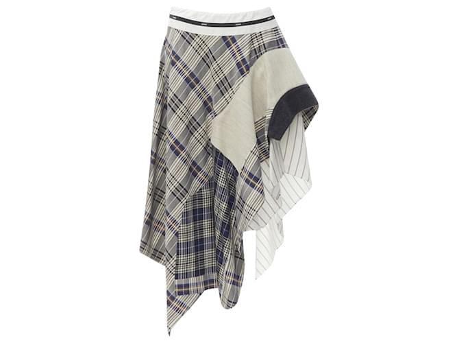 Autre Marque Monse mixed plaid patchwork asymmetric skirt Brown Acetate Cellulose fibre  ref.1905607