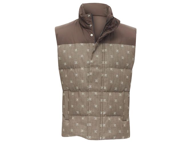 Fendi FF Zucca monogram jacquard cotton down puffer vest jacket