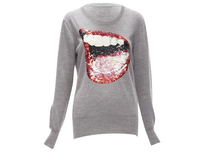 Markus Lupfer Strickpullover mit Lippen und Pailletten