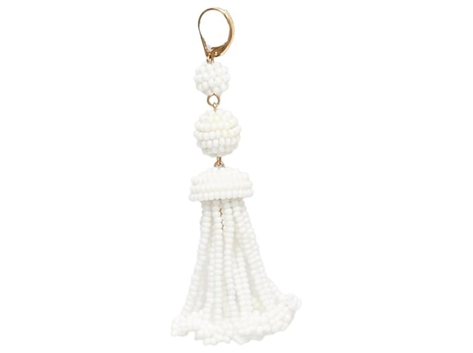 Céline Celine Phoebe Philo beaded tassel drop earrings Pair White Plastic  ref.1905764