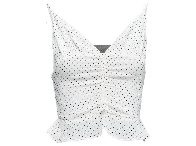 Retro Rüschentop mit Polka-Dots und V-Ausschnitt von Reformation