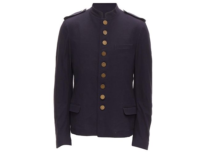 Lanvin cotton blend bronze buttons military officer jacket
