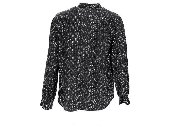 Camicia a maniche lunghe stampata Dolce & Gabbana in seta nera Nero