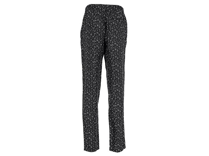 Pantaloni dritti stampati Dolce & Gabbana in seta nera Nero