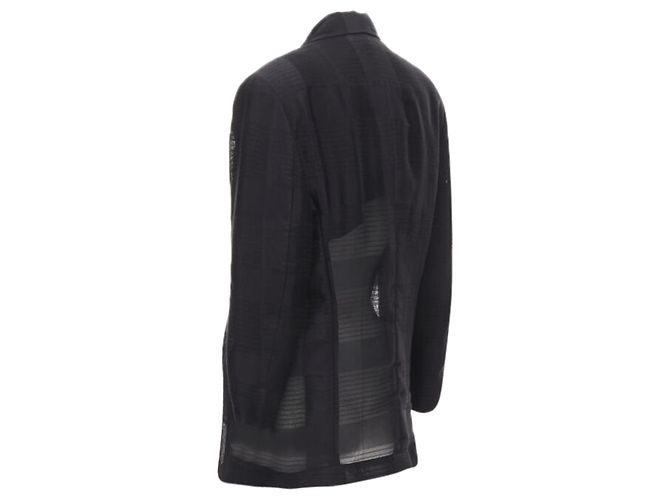 Comme Des Garcons 's ruffle draped checked sheer blazer jacket