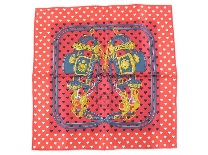 Hermès Bufanda de seda Hermes Corazón Rojo Roja