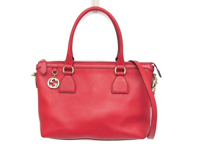 Bolso de cuero para mujer Gucci Interlocking G 449659 Roja
