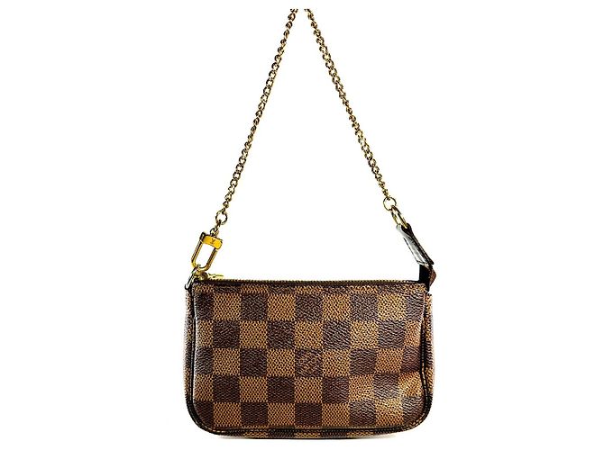 LOUIS VUITTON Mini Pochette Acessórios Damier Ebene Marrom
