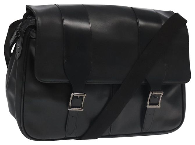 Bolsa de ombro de couro preto VERSACE Auth bs20588 