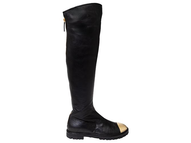 Botas de couro com bico metálico Dalila de Giuseppe Zanotti Preto