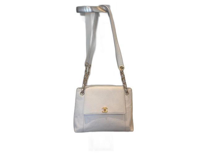 Timeless Bolsa Chanel de couro caviar branca Branco