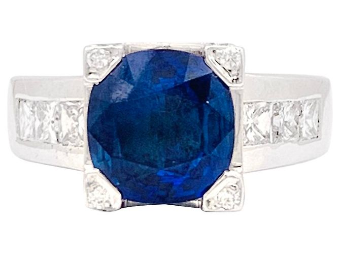 inconnue Bague or blanc, saphir, diamants.
