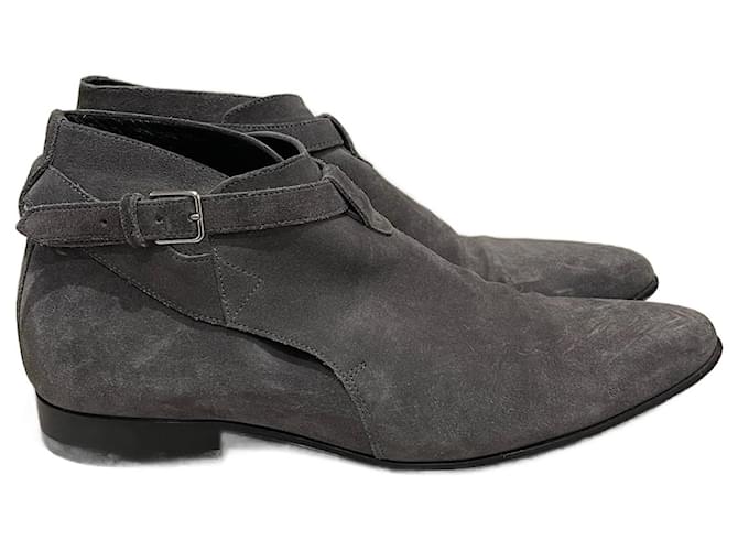 SAINT LAURENT Boots T.EU 41 Suede Grey  ref.1907529