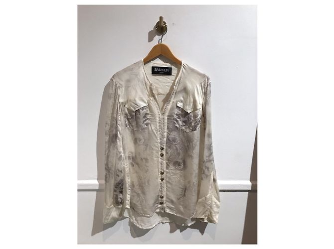 BALMAIN Tops T.Internacional M Seda Branco