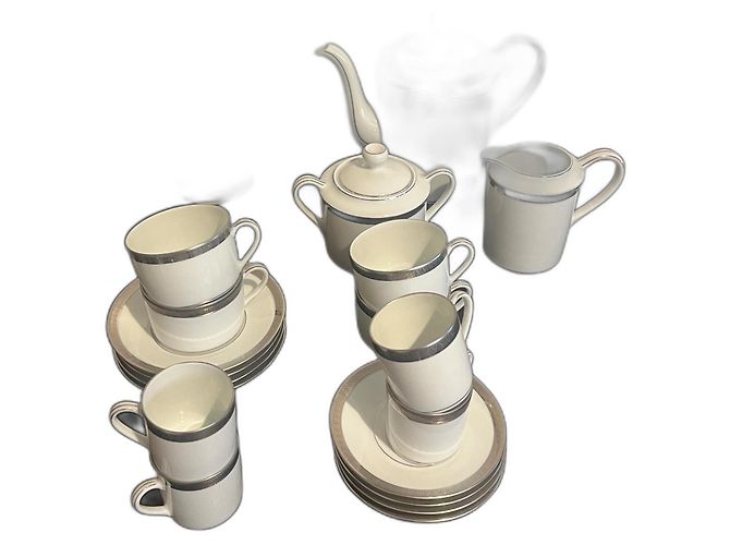 Autre Marque Servizio tè e caffè Bernardaud Vercors 20 pezzi porcellana bianca platino Bianco