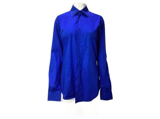 Camicia a maniche lunghe Monogram Louis Vuitton in cotone blu