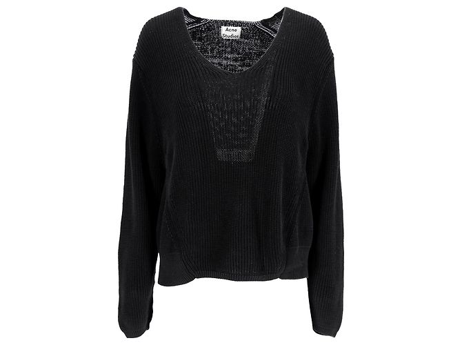 Strickpullover mit Rundhalsausschnitt aus schwarzem Leinen von Acne Studios 