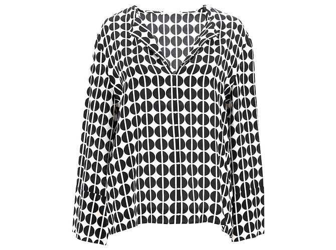 Blusa a maniche lunghe a pois Etro in seta nera e bianca Multicolore