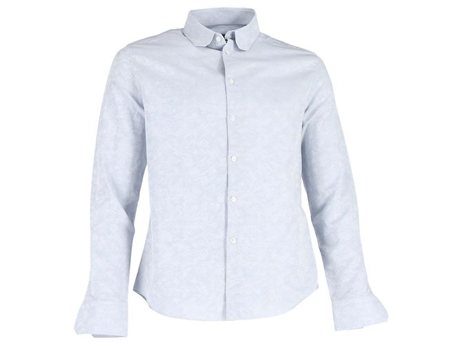 Camicia a maniche lunghe in cotone blu con stampa Monogram Louis Vuitton Blu chiaro