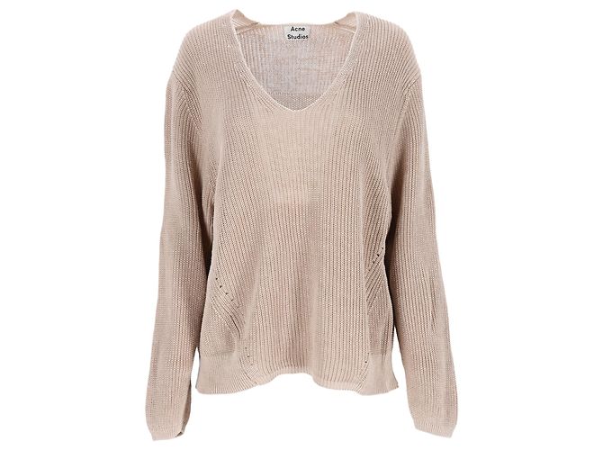 Brauner Leinenpullover mit Rundhalsausschnitt von Acne Studios 