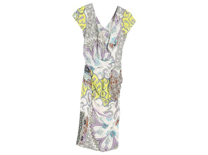 Abito midi stampato con scollo a V Etro in viscosa multicolore