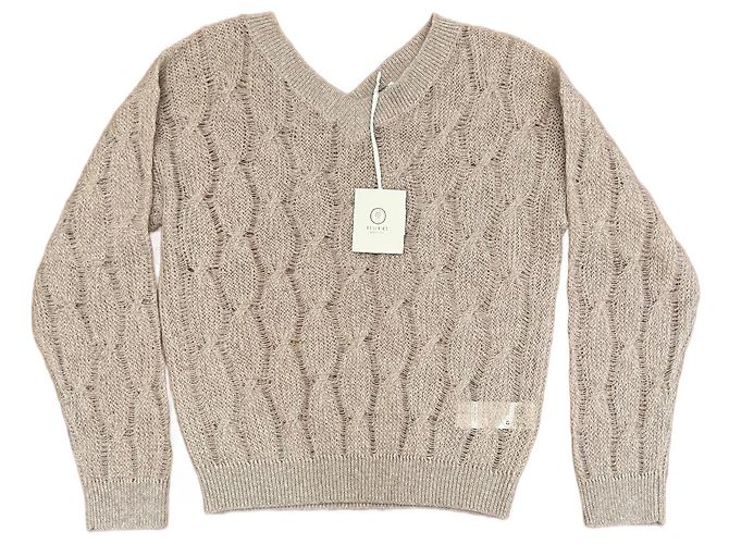 Peserico Strickpullover mit V-Ausschnitt Sand