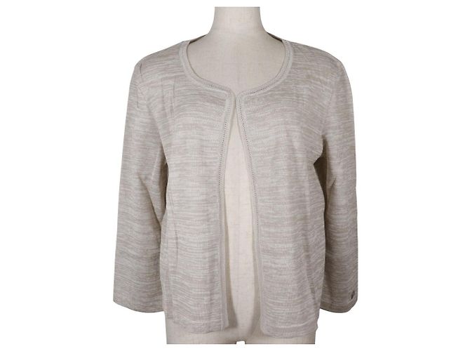 Cardigã de algodão com logo da Chanel P12872V00569 Bege