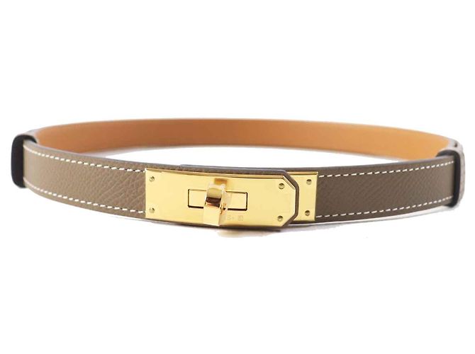 Hermès Cinto Hermes Kelly 18 Epsom com hardware dourado Marrom
