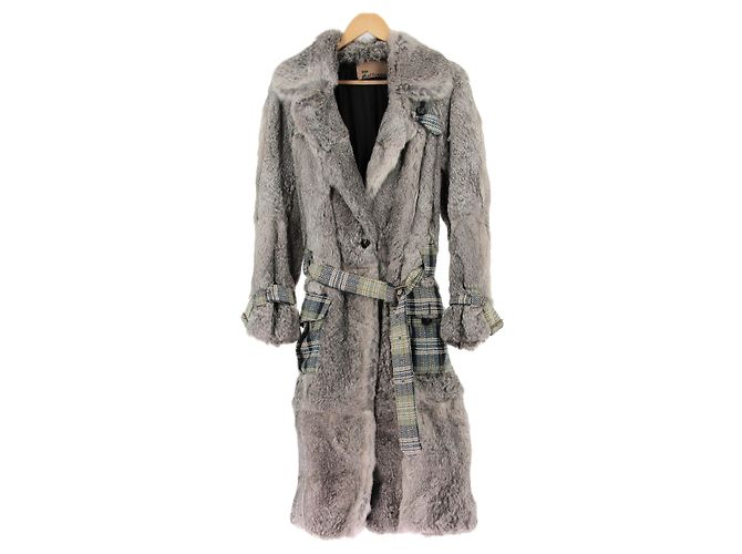 JOHN GALLIANO Casacos T.FR 38 Pele Cinza