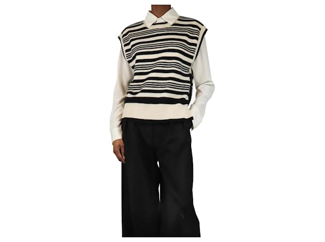 Autre Marque Cream and black striped cashmere jumper vest - size XS  ref.1908706